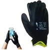 Megztos poliesterinės pirštinės su PU danga T-S 6 d./jutikl.ekranui juodos