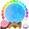 Memflow LAMPA KSIĘŻYC ŚWIECĄCY Naktinė lempa 3D MOON RGB LED PODSTAWKA PREZENT