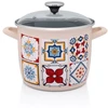 Metalac Aukštas emaliuotas puodas su stikliniu dangteliu, 20 cm 5,1L, kreminis, Port