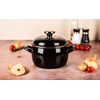 Metalac Emaliuotas puodas 16 cm 2.2 L, juodas, su dangčiu, indukcijai