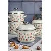Metalac Emaliuotas puodas su emaliuotu dangteliu 16 cm, 2 l, šviesus kremas, Gėlės