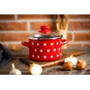 Metalac Emaliuotas puodas su stikliniu dangteliu, 14 cm 1,5l, raudonas, Taškeliai ant raudono