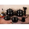 Metalac Žemai emaliuotas puodas, INDUKCINIS, 24 cm, 5L, klasikinis, vintažinis juodas, Juodas