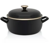 Metalac Žemai emaliuotas puodas, INDUKCINIS, 24 cm, 5L, klasikinis, vintažinis juodas, Juodas