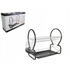 METALINĖ 2 lygių indų džiovintuvas 43x27x23 cm Juodas su padėklu