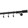 Metalinis karnizo komplektas PORTO, viengubas, juodos spalvos, 1,6 m, Ø 19 mm