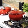 Mg Home 5L emaliuotas ketaus PUODAS SU RAUDONU DANGIU, DUJINĖS, INDUKCINĖS, ORKAITĖS, 25cm