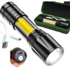 Mini prožektorių žibintuvėlis Galingas kišeninis XPE+COB vandeniui atsparus USB įkraunamas