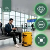 MINKSTA MEDŽIAGA KADVA Lazio kelioninis lagaminas 74 L juodas RATAI GELTONI