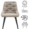 Mivihome Lumo minkštas smėlio spalvos tapiruotas krėslas ant juodų kojų