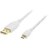 Mob. telefono kabelis DELTACO USB 2.0 "A-micro B", 1.0m, baltas / MICRO-100