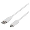 Mob. telefono kabelis DELTACO USBC-1009 USB 2.0, 1m, baltas