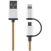 Mob. telefono kabelis STREETZ USB-microUSB+Lightning, 1.0m, oranžinis / IPLH-241