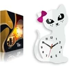 Modernclock Duży zegar ścienny MC- KOT- Baltas - DLA DZIECKA
