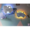 Moliland Lampka nocna Koparka su imieniem LED na baterie do pokoju dziecka dzieci