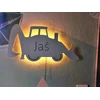 Moliland Lampka nocna Koparka su imieniem LED na baterie do pokoju dziecka dzieci
