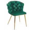 Monovo Aksominė kėdė, pintas butelis, žalias chromas, auksinės kojos Velvet PLOTI