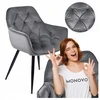 Monovo Dygsniuota kėdė svetainei Valgomojo Glamour Minkštas pilkas veliūras BLER