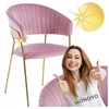 Monovo Glamour minkšta svetainės kėdė su rožiniu aksomu ir auksinėmis kojomis HAVANA