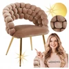 Monovo Glamour Veliūrinė kėdė kapučino valgomajam Golden Legs Velvet BUBBLE