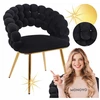 Monovo Glamour Veliūrinė kėdė svetainei valgomajam Juodas Gold Legs Velvet BUBBLE
