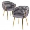 Monovo Minkšta kėdė, pinta su Velvet Glamour Pilkas Velvet Golden Legs ROSA