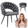 Monovo Minkšta kėdė, skirta svetainei valgomajam Loft braided veliūrinis pilkas BUBBLE