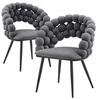 Monovo Minkšta kėdė, skirta svetainei valgomajam Loft braided veliūrinis pilkas BUBBLE