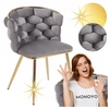 Monovo Pinta aksominė kėdė Pilka chromo auksinė kojelė Glamour Velvet PLOTI