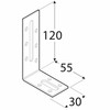 Montavimo kampas, 120x55x30x2,0mm, cinkuotas