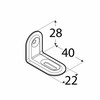 Montavimo kampas, 40x28x22x1,0mm, baltas