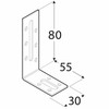 Montavimo kampas, 80x55x30x2,0mm, cinkuotas