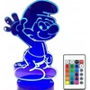 Moxomi LAMPA 3D LED SMERFY CIAMAJDA SMURF KOLOR+Pultas USB