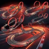 Mtoys ELEKTROS LENKTYNŲ TRAKAS 560cm 3in1 kilpos ROUTE 2 AUTOMOBILIAI LICENCUOTI AUDI R8