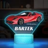 Murrano Lampka Nocna LED 3D su Imieniem Samochód Ferrari 812 dla Dziecka Nastolatka