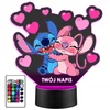Murrano Naktinė lempa LED Lilo i Stich Angel 3D + Pultas prezent dziecka URODZINY