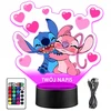 Murrano Naktinė lempa LED Lilo i Stich Angel 3D + Pultas prezent dziecka URODZINY