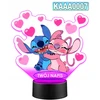 Murrano Naktinė lempa LED Lilo i Stich Angel 3D + Pultas prezent dziecka URODZINY