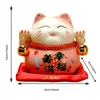 Myhomelife Skarbonka szczęścia porcelanowa Maneki Neko na poduszce 9,5cm rožinė