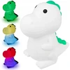 NAKTINIS LEMPAS VAIKAMS DINOZAURAS MINKŠTAS SPALVOTAS RGB LED USB SILIKONAS