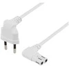 Neįžemintas įrenginio laidas DELTACO skirtas prijungti prie įrenginio ir sieninio lizdo, 2 m, kampinis CEE 7/16 į kampinį IEC 60320 C7, maks. 250 V 2,5 A, baltas / DEL-109BT