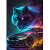 Norimpex Deimantinis siuvinėjimas Mozaika Deimantinis dažymas Automobilis Vilkas Neonai 30x40cm