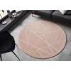 Okrągły nowoczesny dywan do salonu,rožinė kreminė wzór geometryczny 140cm