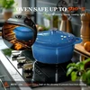 OVERMONT Emaliuotas ketaus kepimo puodas, 24 cm, mėlynas, su dangčiu
