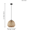 Pakabinamas šviestuvas EGLO Dembleby, 1 x E27, 40W, juodos/ medžio sp., ø32 x h110 cm