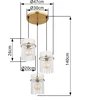 Pakabinamas šviestuvas GLOBO GORLEY, 3xE27, 60W, 230V, metalinis, aukso sp, ø47x140cm