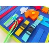 Pan i Pani Gadżet Montessori Sensory Manipulative Board Sulankstomas lagaminas mėlynas