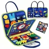 Pan i Pani Gadżet Montessori Sensory Manipulative Board Sulankstomas lagaminas mėlynas
