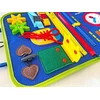 Pan i Pani Gadżet Montessori Sensory Manipulative Board Sulankstomas lagaminas mėlynas