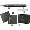 Parker Im Gt paauksuotas tušinukas su graviruota Premium dėžute su Parker užrašų knygele
